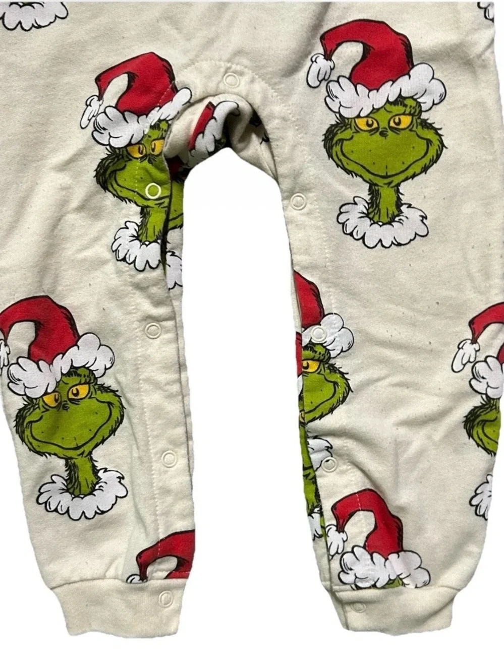 Toddler The Grinch Cream Coverall Christmas Holiday Winter Size 24 Months